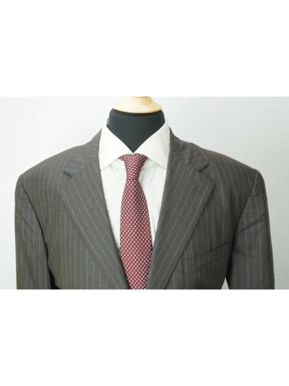 Belvest Gray Blue Beige Striped 150s Wool 2 Pc Suit Jacket Pants 46R Brand New